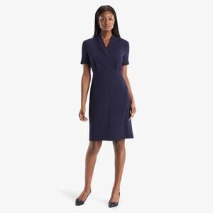 MM. LaFleur The Tory Dress Faux Wrap Knee Length Dark Iris Navy Womens Size 10